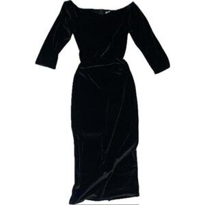 New Feeling Black Velvet Midi Dress [Used - Like New]